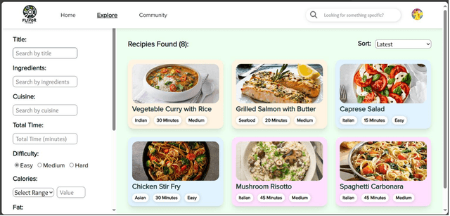 Flavor Finds - Full-Stack Recipe Application project preview
